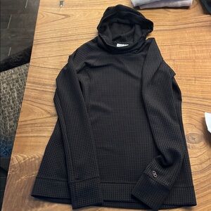 Calia Black Perforated Hooded Top